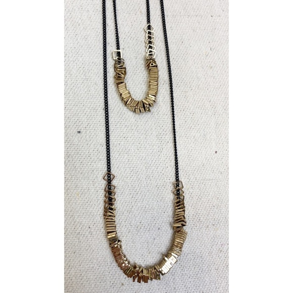 Lydell NYC Double Strand Black Gold Chain Necklace - Picture 4 of 6